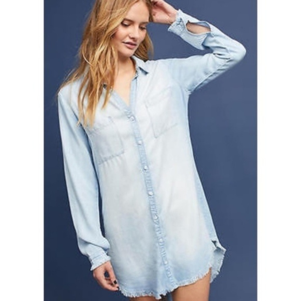 Anthropologie Cloth & Stone Chambray DRESS A5 - Picture 8 of 8